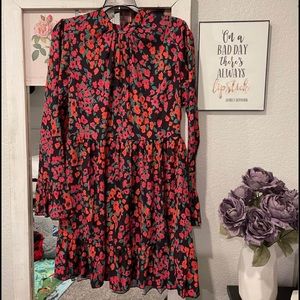 Floral print ruffle hem dress